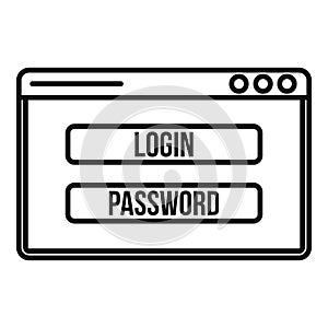 Login secured window icon, outline style