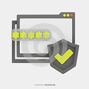 Login Security 3D Illustration Transparent Background