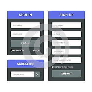 Login, Sign In and Subscribe Forms