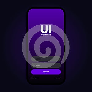 Login UI Interface. Sign In Screen. Mobile App User Interface Design Concept. Screen Form Box UI Web Template With