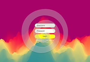Login user interface. Modern screen design for mobile app and web design. Gradient background. Website element. Vector