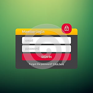 Login user interface. Sign in web element template window. Business website modern ui
