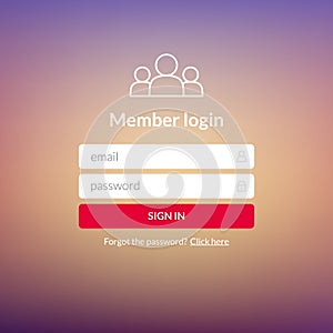 Login user interface. Sign in web element template window. Business website modern ui