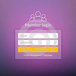Login user interface. Sign in web element template window. Business website modern ui