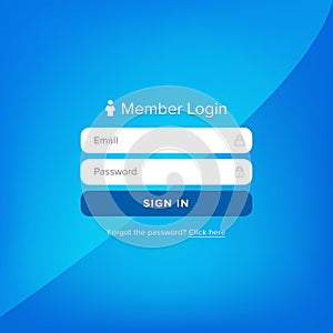 Login user interface. Sign in web element template window. Business website modern ui.