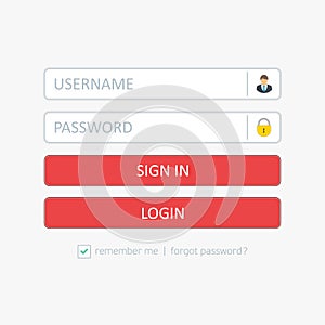 Login interface vector.