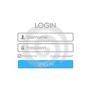 Login user interface. Sign in web element template window. For Website, Mobile, Computer, Application etc.