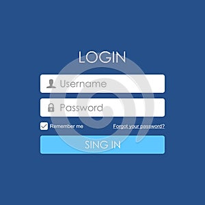Login user interface. Sign in web element template window. For Website, Mobile, Computer, Application etc.