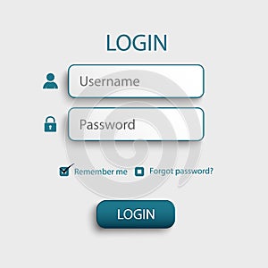 Login web screen with atypical buttons template photo