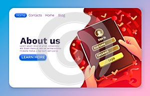Login window app, sign in username password, web design. Vector