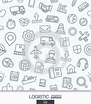 Logistic business wallpaper. Delivery and distribution seamless pattern.