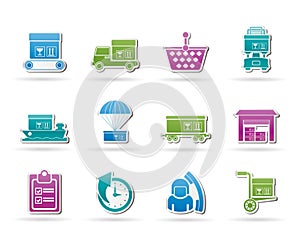 Logistic, cargo and shipping icons