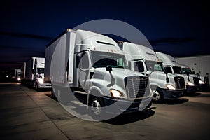 Logistic center cargo trucks transportation shipping lorry delivery freight semi-truck road carrier warehouse storage