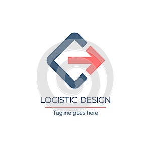 logistic company logo design template with arrow right. Stock vector illustration isolated on white background