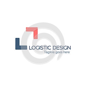 logistic company logo design template with arrow right. Stock vector illustration isolated on white background