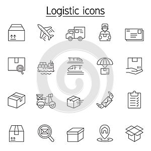 Logistic & Delivery icon set in thin line style