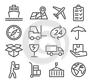 Logistic and Delivery line icons