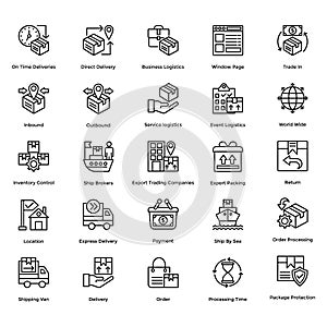 Logistic Delivery Line Vector Icons Set 1