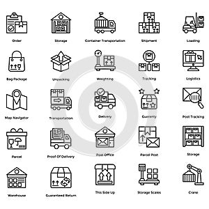 Logistic Delivery Line Vector Icons Set 3