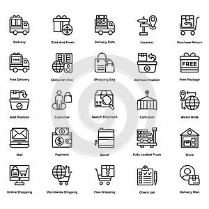 Logistic Delivery Line Vector Icons Set 5