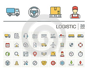 Logistic and distribution color vector icons