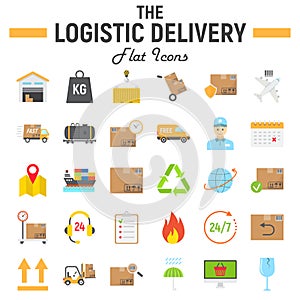 Logistic flat icon set, Delivery symbols