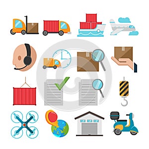 Logistic Flat Icon Shipping Transport Vector