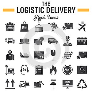 Logistic glyph icon set, Delivery symbols