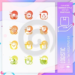 Logistic icon set with glyph style for shipping service. Business icon bundle can use for website, app, UI, infographic, print