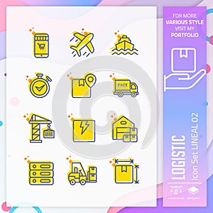 Logistic icon set with lineal style for shipping service. Business icon bundle can use for website, app, UI, infographic, print