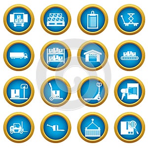 Logistic icons blue circle set