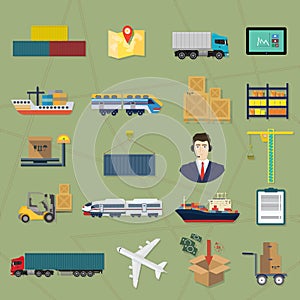 Logistic icons. Delivery cargo vector service illustration