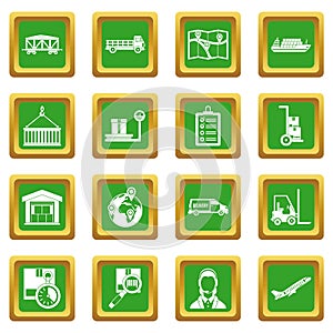 Logistic icons set green