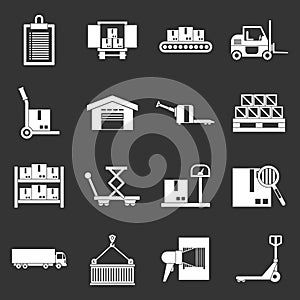 Logistic icons set grey vector