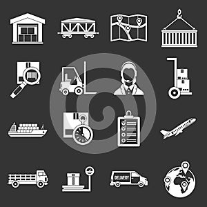 Logistic icons set grey vector