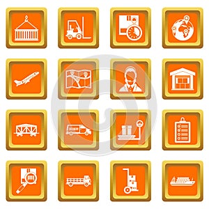 Logistic icons set orange