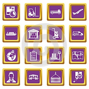 Logistic icons set purple