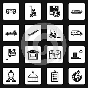 Logistic icons set squares vector