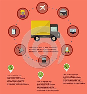 Logistic infographic flat icons set