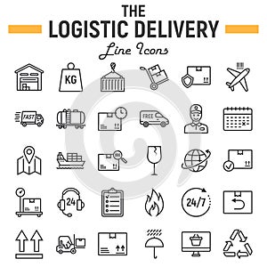Logistic line icon set, Delivery symbols