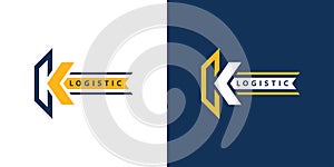 Logistic Logo, Letter K and Arrow Icon. K Logistics Logo. Flat style logo design template. Vector illustration