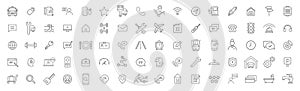 Logistic and service line icons collection. Big UI icon set. Thin outline icons pack. Vector illustration eps10