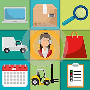 Logistic service set icons