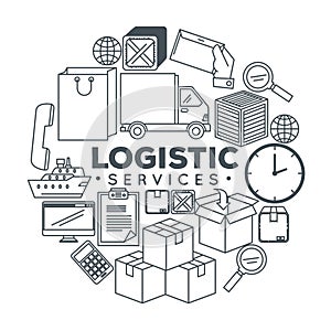Logistic services set icons