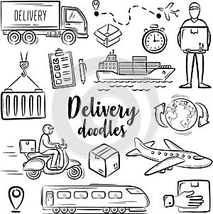 Logistic shipping freight service supply icons