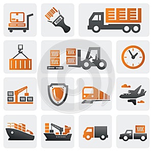 Logistic and shipping icon set photo