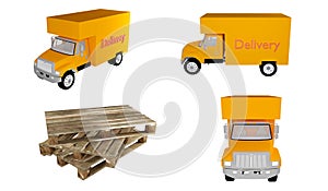 Logistic and supply chain clipart element ,3D render logistic concept icon set