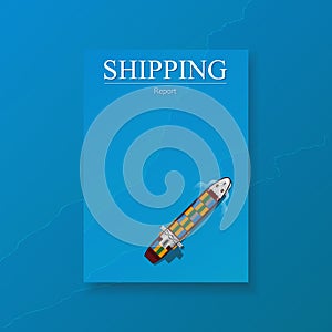 Logistic transport business templates for flyers brochure. Shipping industry Annual report folder. Vector