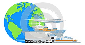 Logistic Transport Cargo World Globe Design