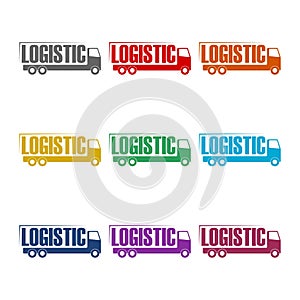 Logistic truck icon isolated on white background. Set icons colorful